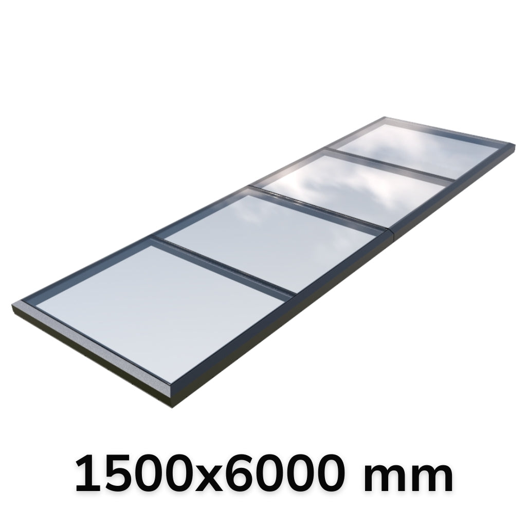 150 x 600 cm Vast modulair daklicht (2 vaste 0 openingen)