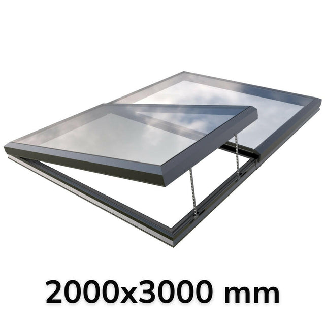 2000 x 3000 mm Electric Opening Glass Link Modular Skylight (1 Fixed 1 Opening).