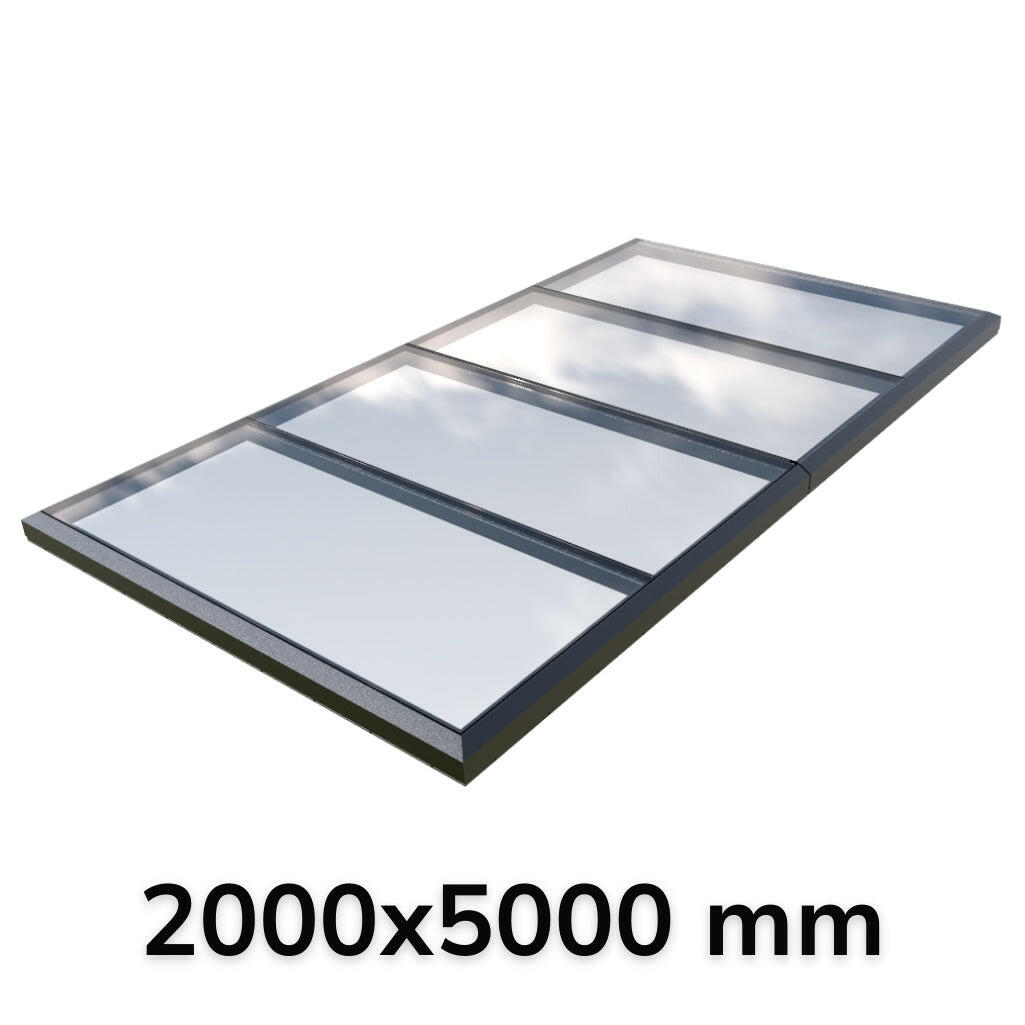 2000 x 5000 mm Fixed Glass Link Modular Skylight (2 Fixed 0 Opening).