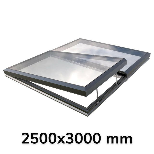 2500 x 3000 mm Electric Opening Glass Link Modular Skylight (1 Fixed 1 Opening).