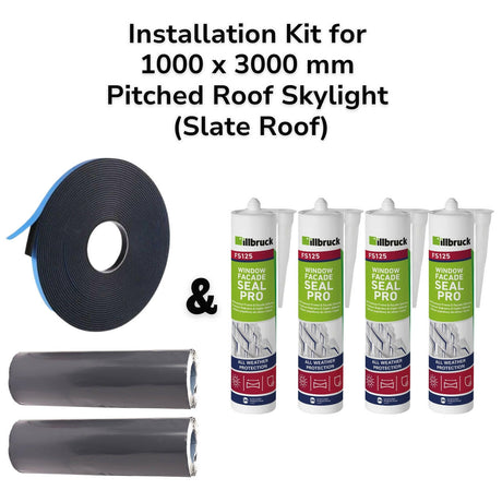 1000 x 3000 mm Pitched Roof Skylight (Slate Roof) Installation Kit.