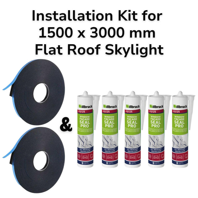 1500 x 3000 mm Flat Roof Skylight Installation Kit.