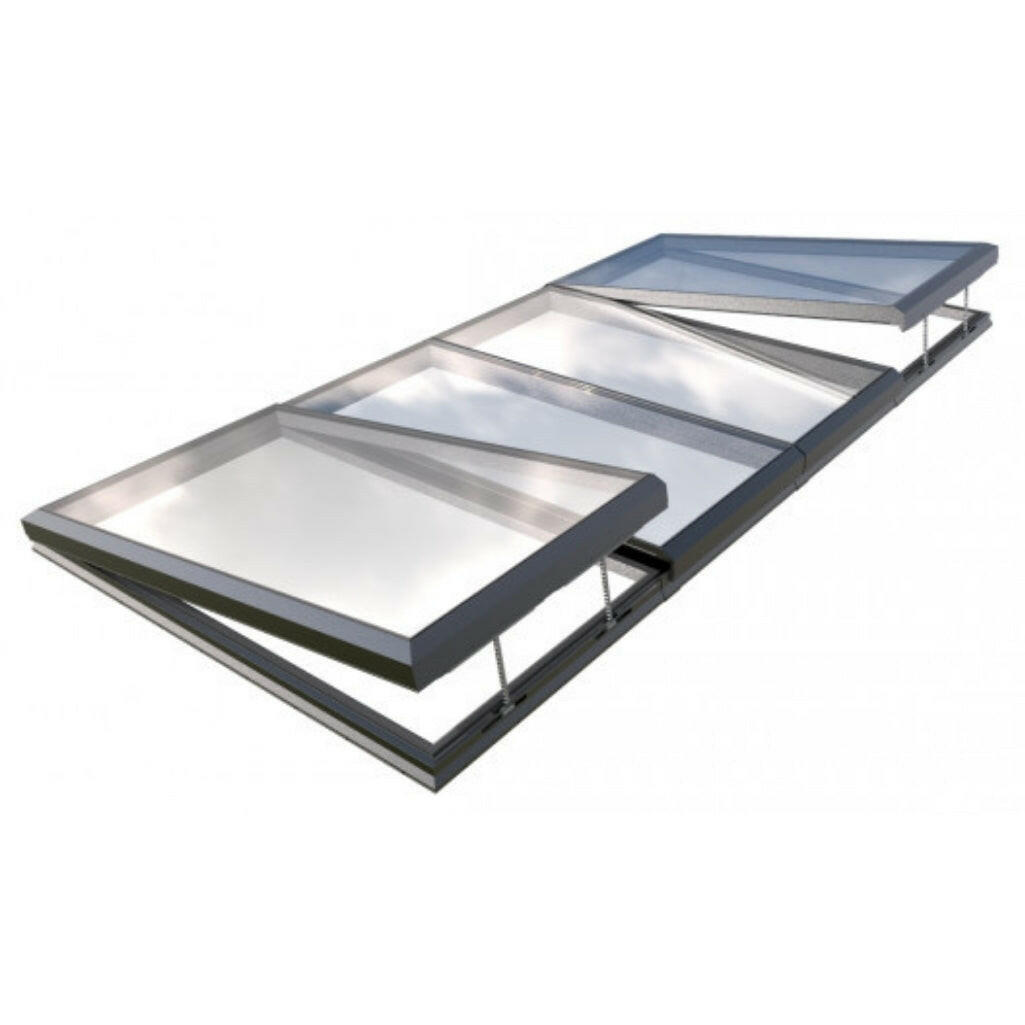 2500 x 5000 mm Electric Opening Glass Link Modular Skylight (2 Fixed 2 Opening).