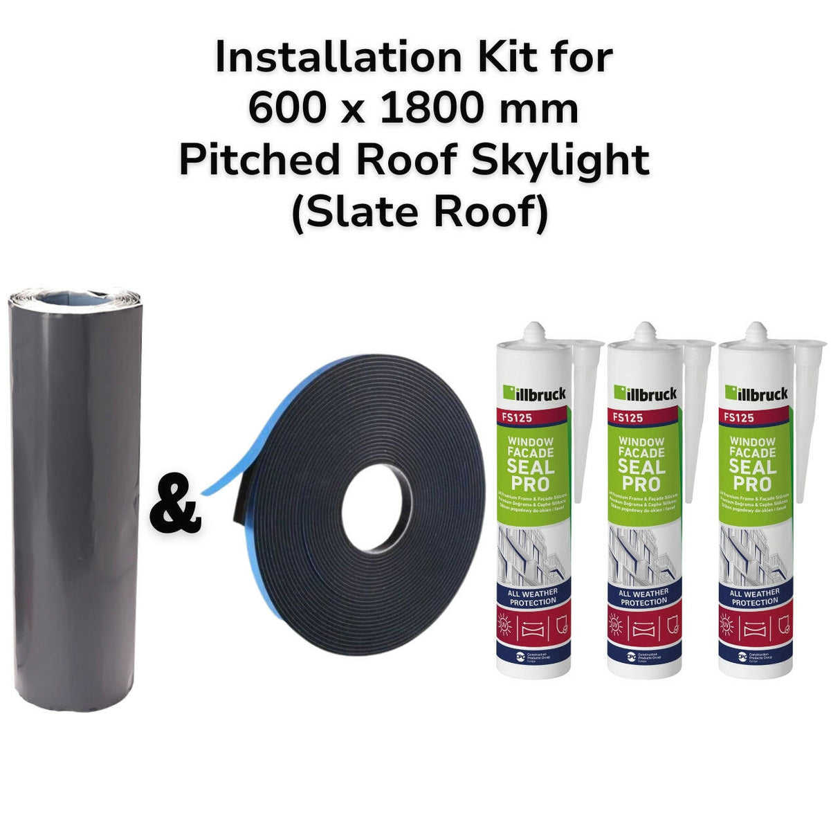 600 x 1800 mm Pitched Roof Skylight (Slate Roof) Installation Kit.