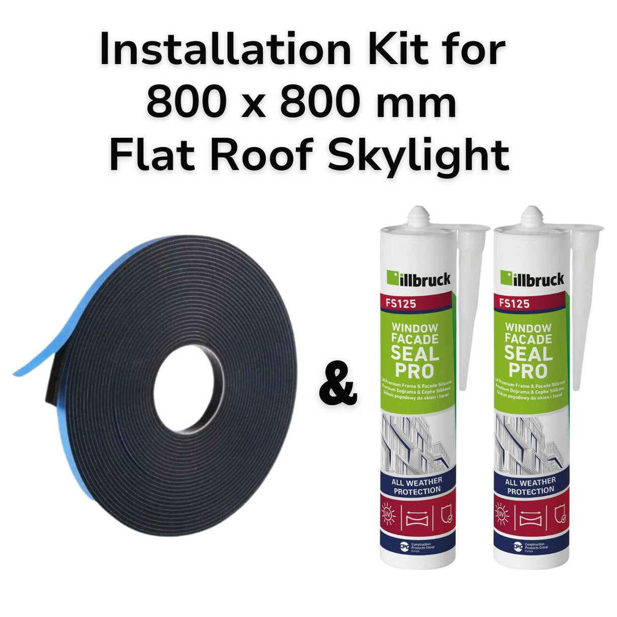 800 x 800 mm Flat Roof Skylight Installation Kit.