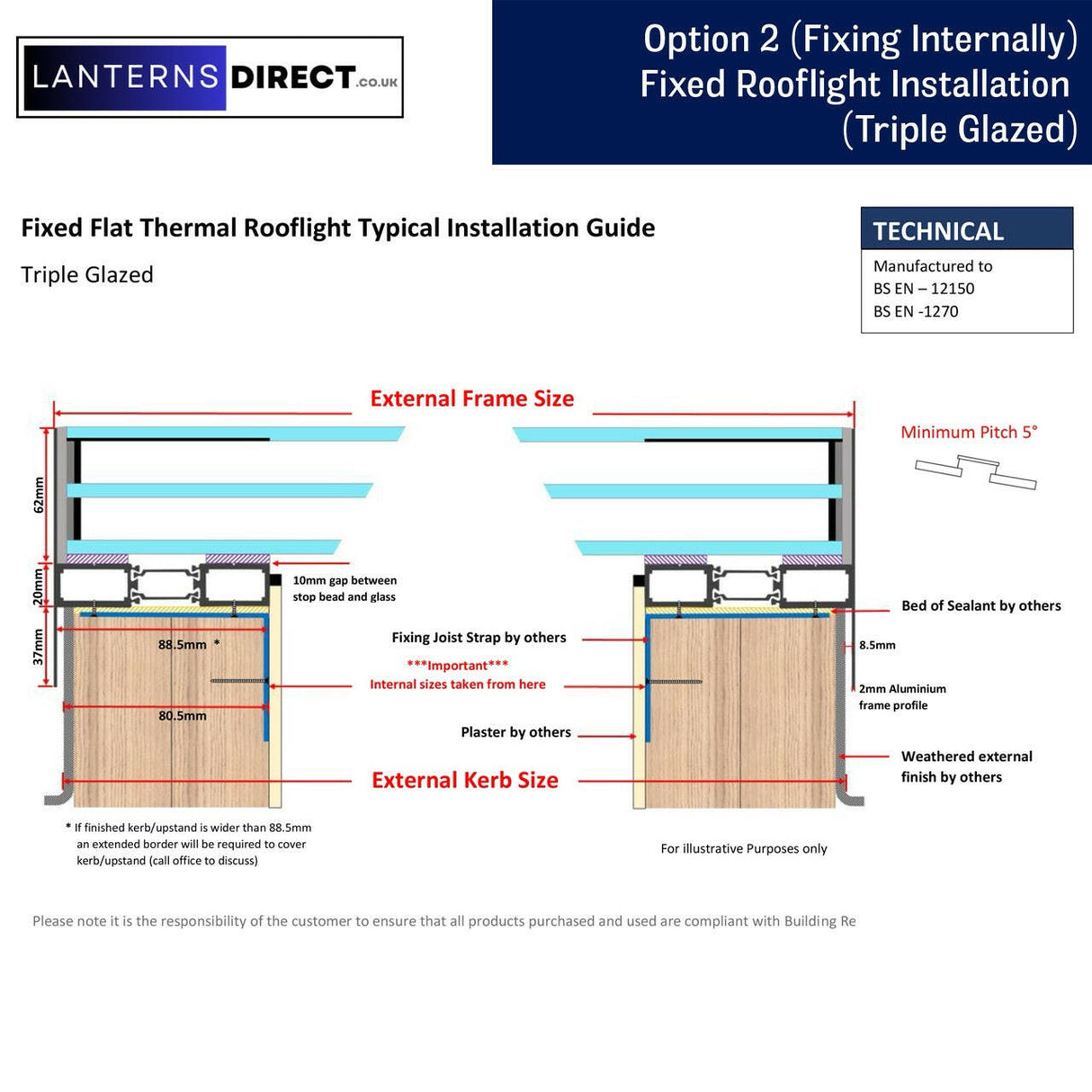 1000 x 1200 mm LD Framed Pitched Roof Skylight.
