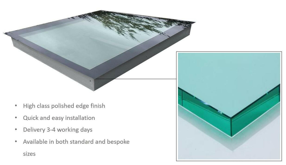 1500 x 1500 mm LD Frameless Triple Glazed Flat Roof Skylight.