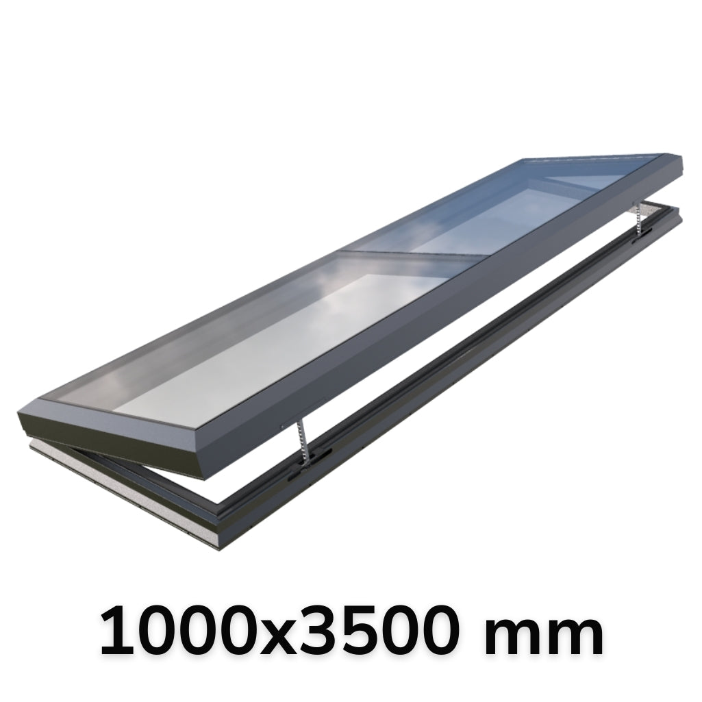 100 x 350 cm Modulaire daklicht met elektrische opening (0 vaste 1 opening)