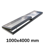 100 x 400 cm Modulaire daklicht met elektrische opening (1 vaste 1 opening)