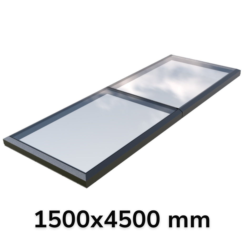 150 x 450 cm Vast modulair daklicht (2 vaste 0 openingen)