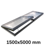 150 x 500 cm Modulaire daklicht met elektrische opening (1 vaste 1 opening)