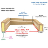 1200 x 1200 mm Insulated Upstand for Flat Roof Skylight.