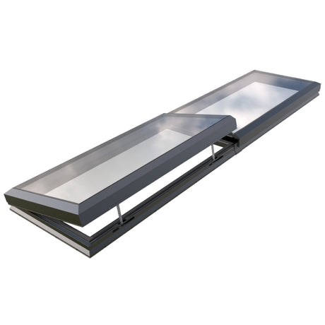 100 x 400 cm Modulaire daklicht met elektrische opening (1 vaste 1 opening)
