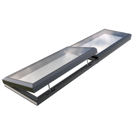 100 x 450 cm Modulaire daklicht met elektrische opening (1 vaste 1 opening)