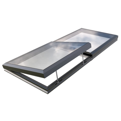150 x 350 cm Modulaire daklicht met elektrische opening (1 vaste 1 opening)