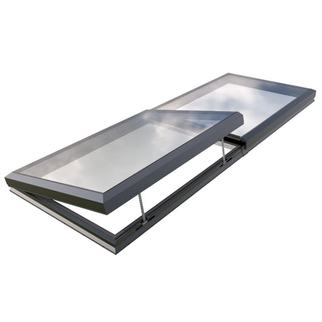 150 x 450 cm Modulaire daklicht met elektrische opening (1 vaste 1 opening)