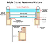 600 x 1200 mm Frameless Walk-on Skylight.