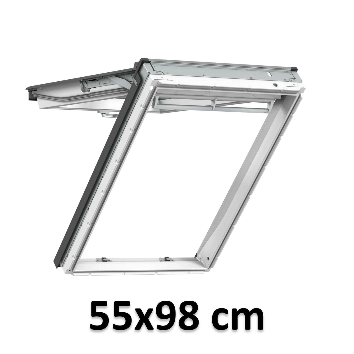Fenêtre de toit à guillotine manuelle VELUX GPU CK04 0066 55x98 cm | Polyuréthane blanc sans entretien | Triple vitrage