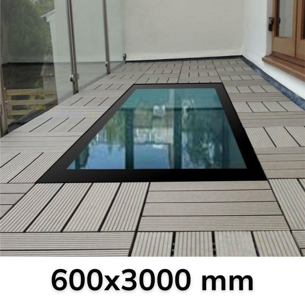 600 x 3000 mm Framed Walk-on Skylight.