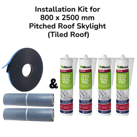 800 x 2500 mm Pitched Roof Skylight (Tiled Roof) Installation Kit.
