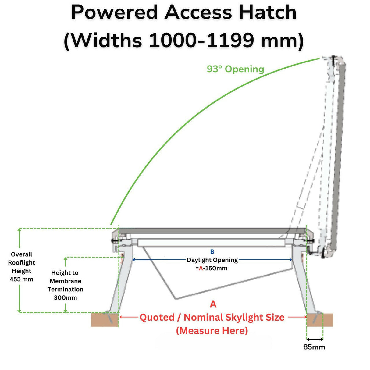 1050 x 1350 mm Brett Martin Flat Glass Access Hatch.