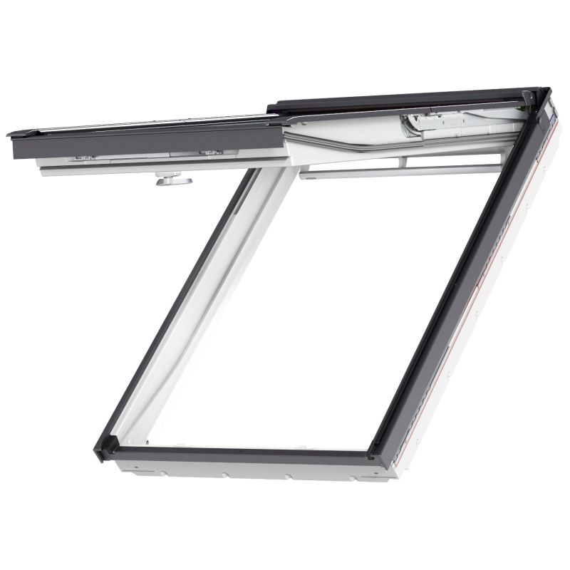 Fenêtre de toit à guillotine manuelle VELUX GPU FK06 0066 66x118 cm | Polyuréthane blanc sans entretien | Triple vitrage