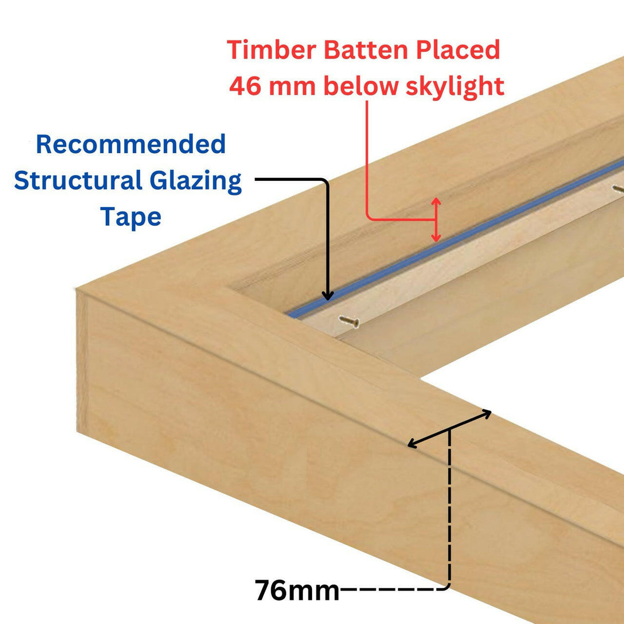 800 x 1500 mm Insulated Upstand for Flat Roof Skylight.