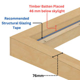 600 x 1500 mm Insulated Upstand for Flat Roof Skylight.